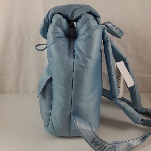Wildfox Baby Blue Nylon Puffy Backpack Multiple Compartments & Zipper Pouch NEW main image 6